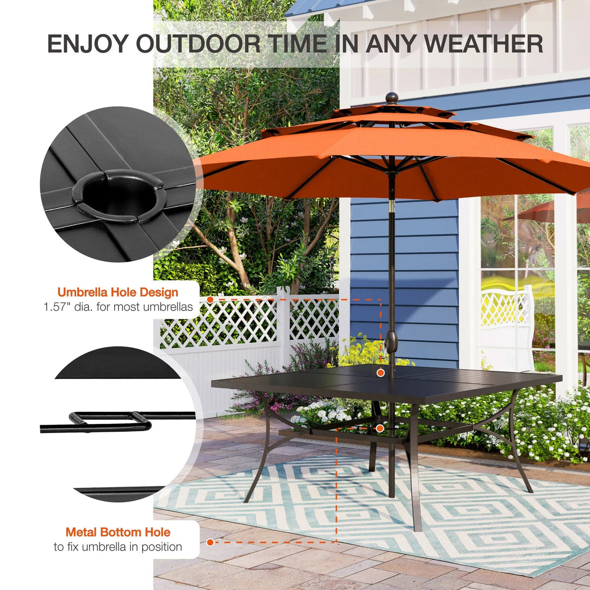 Metal 60" x 60" Square Outdoor Dining Table S72363