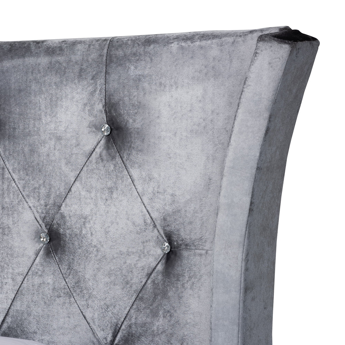 Grey Velvet and Gold Metal Queen Size Panel Bed Z693866