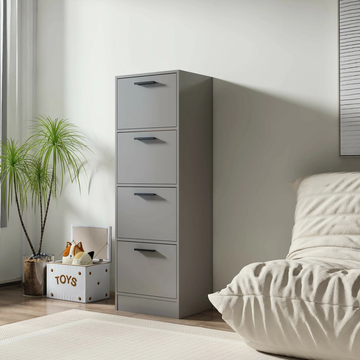 4 Drawer Wood Lateral Filing Cabinet with Lock A2891