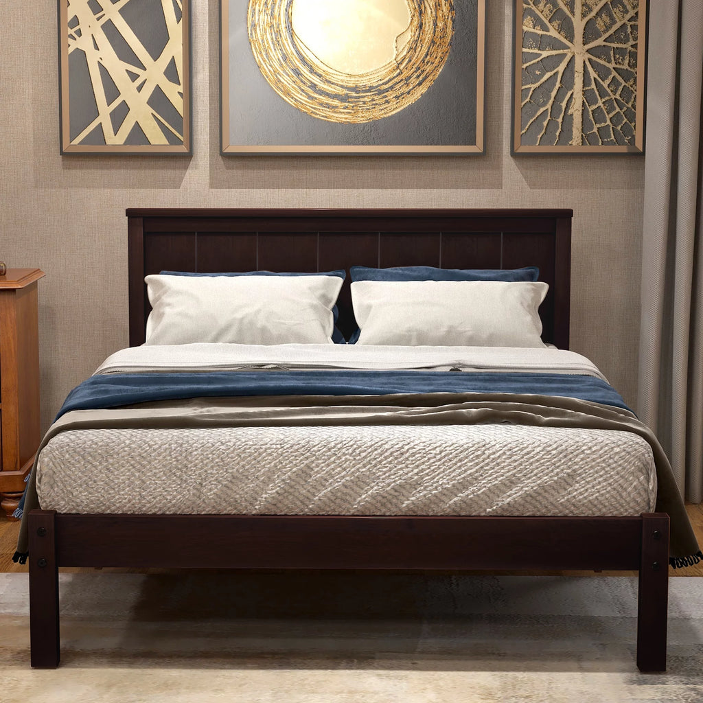 Twin Size Wood Platform Bed Frame with Headboard T58471