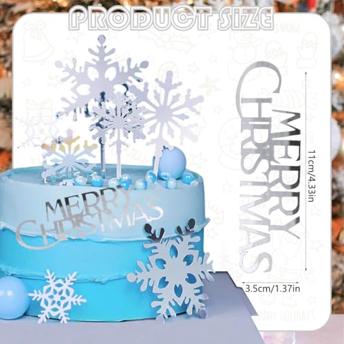 10Pcs Christmas Cake Toppers Acrylic Mirror Gold Silver X8137