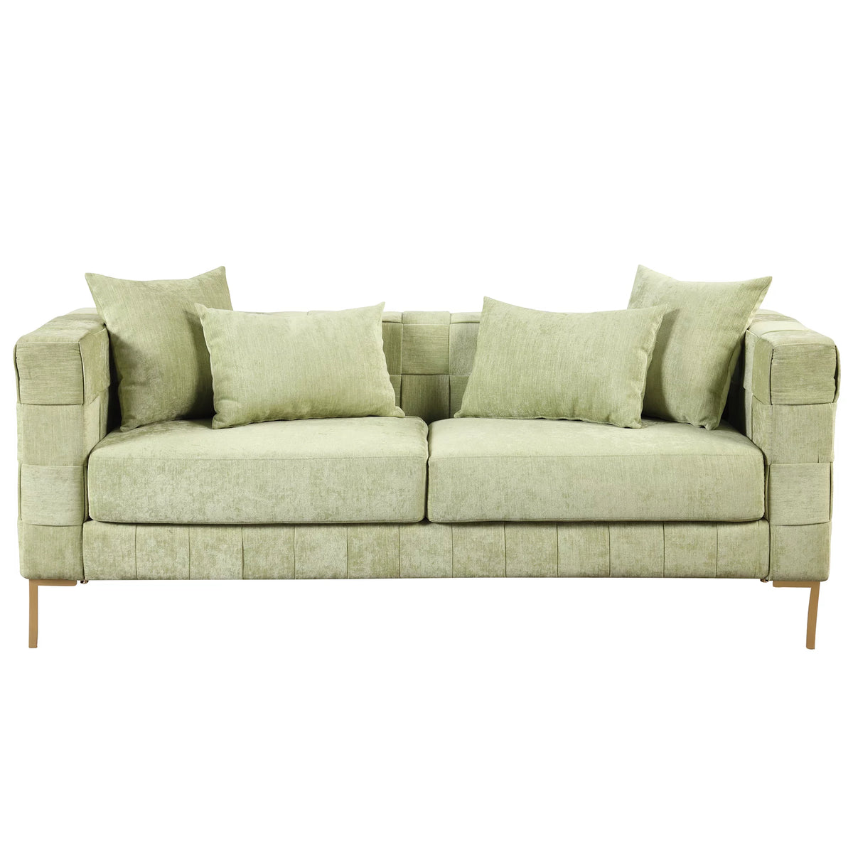 Green Chenille Upholstered 3-Seat Sofa Couch G10892