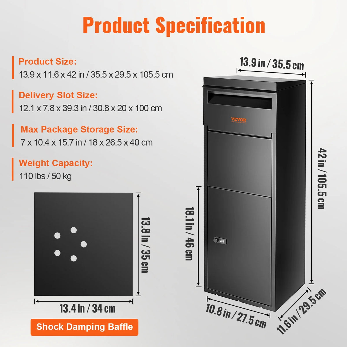 Galvanized Steel Package Delivery Box with Coded Lock M48997