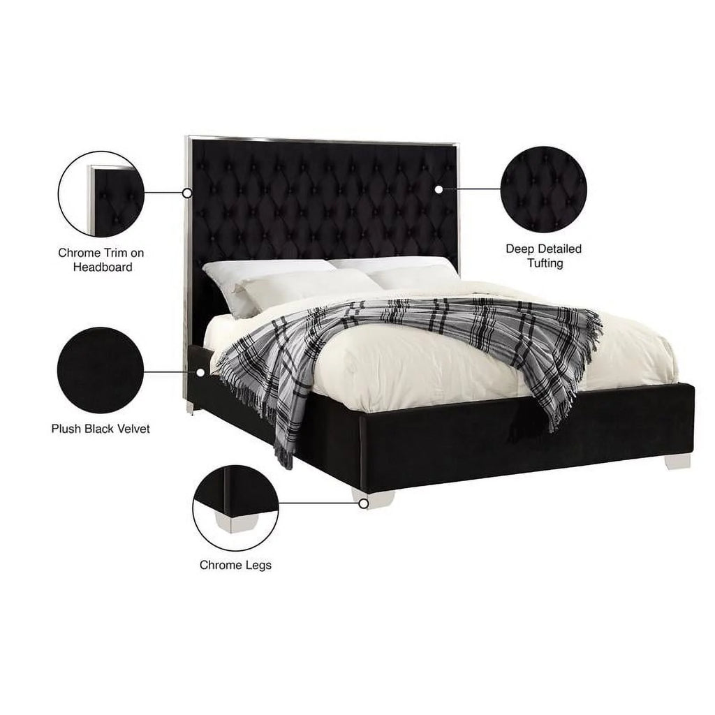 Black Velvet King Bed J801