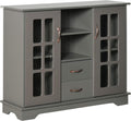 White Storage Console Cabinet with 2 Glass Doors and 2 Drawers M54761