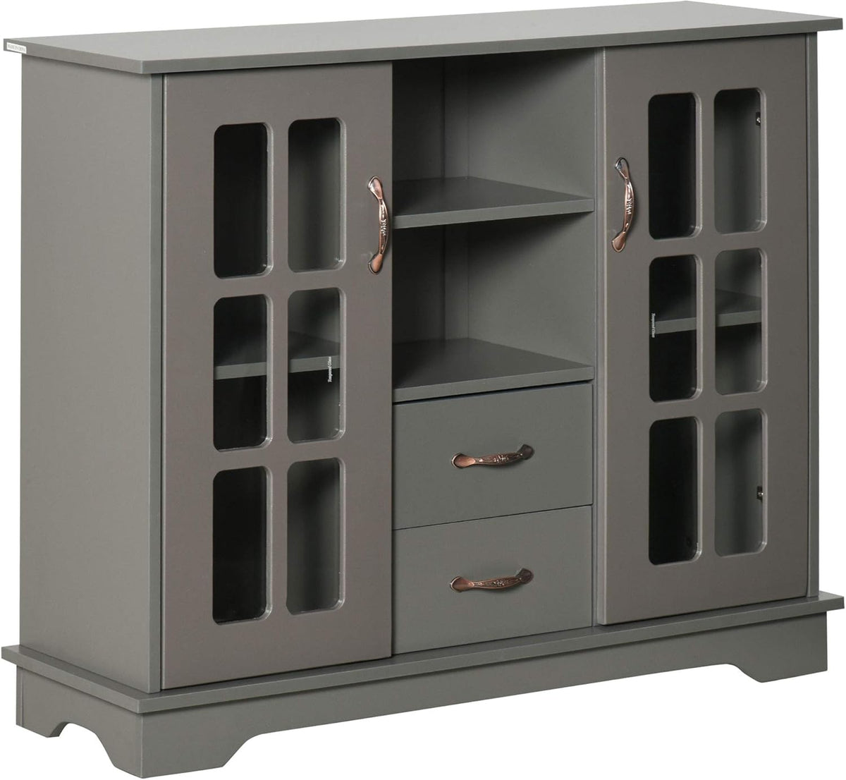 White Storage Console Cabinet with 2 Glass Doors and 2 Drawers M54761