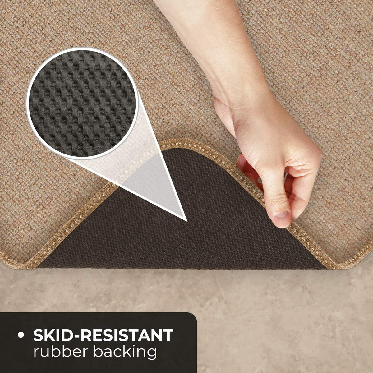 Skid-Resistant Carpet Runner Pebble Beige 14 Feet X 27 Inches J4598