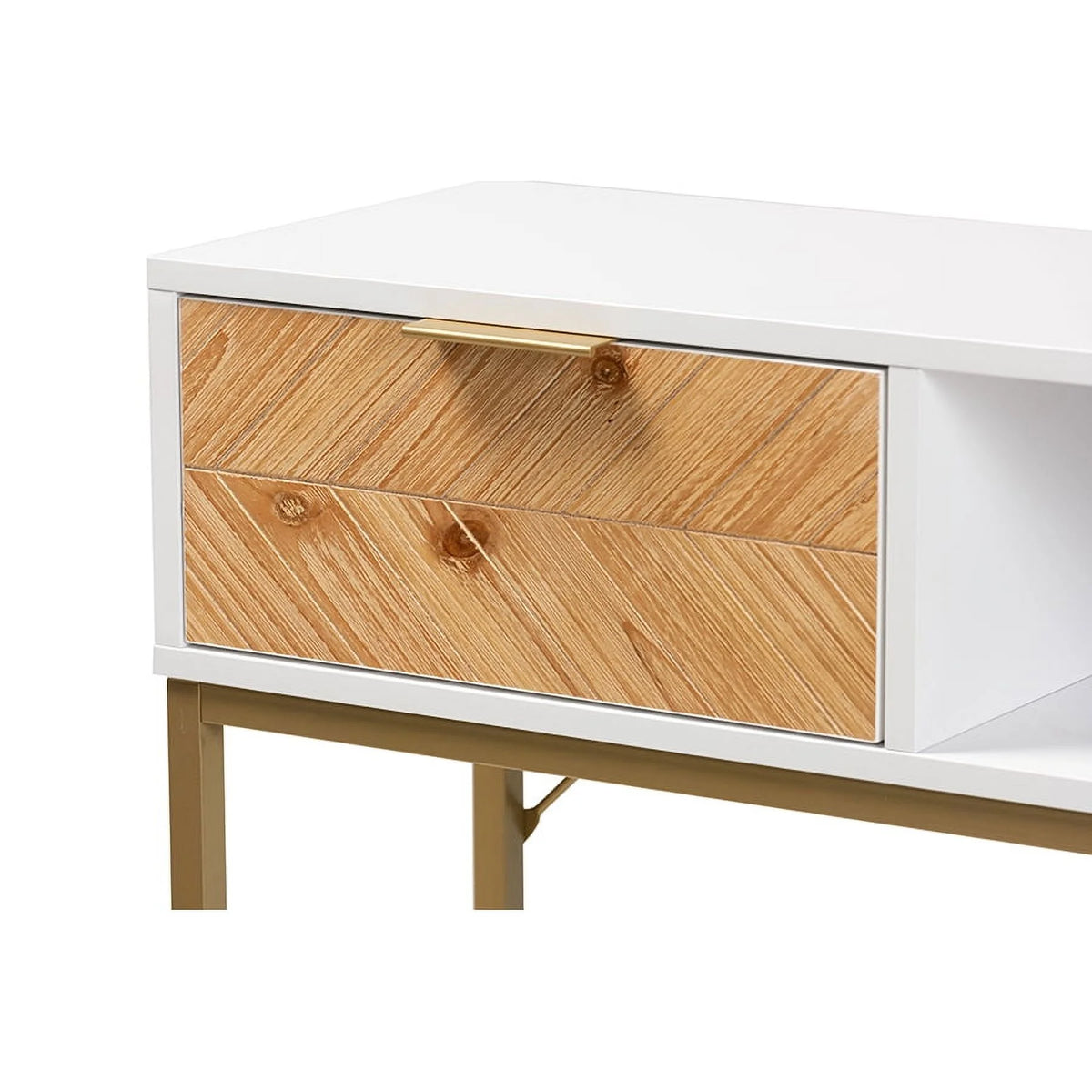 Oak Brown and White 1-Drawer Console M502508