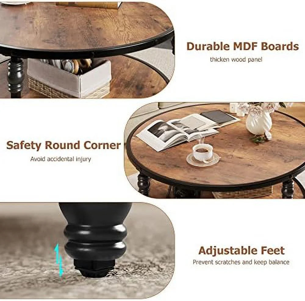 Round Coffee Table with Metal Legs Y884
