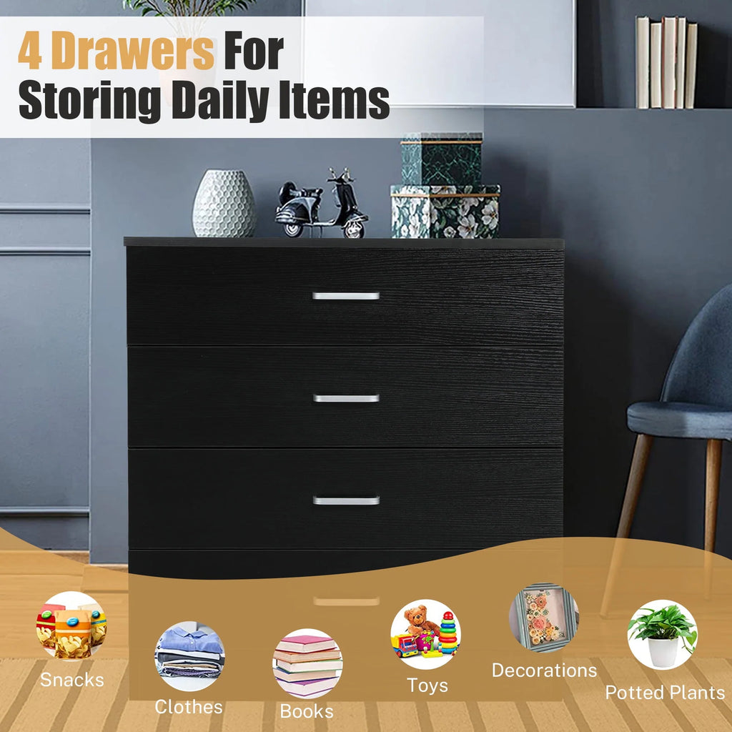 Black 4 Drawer Dresser S255