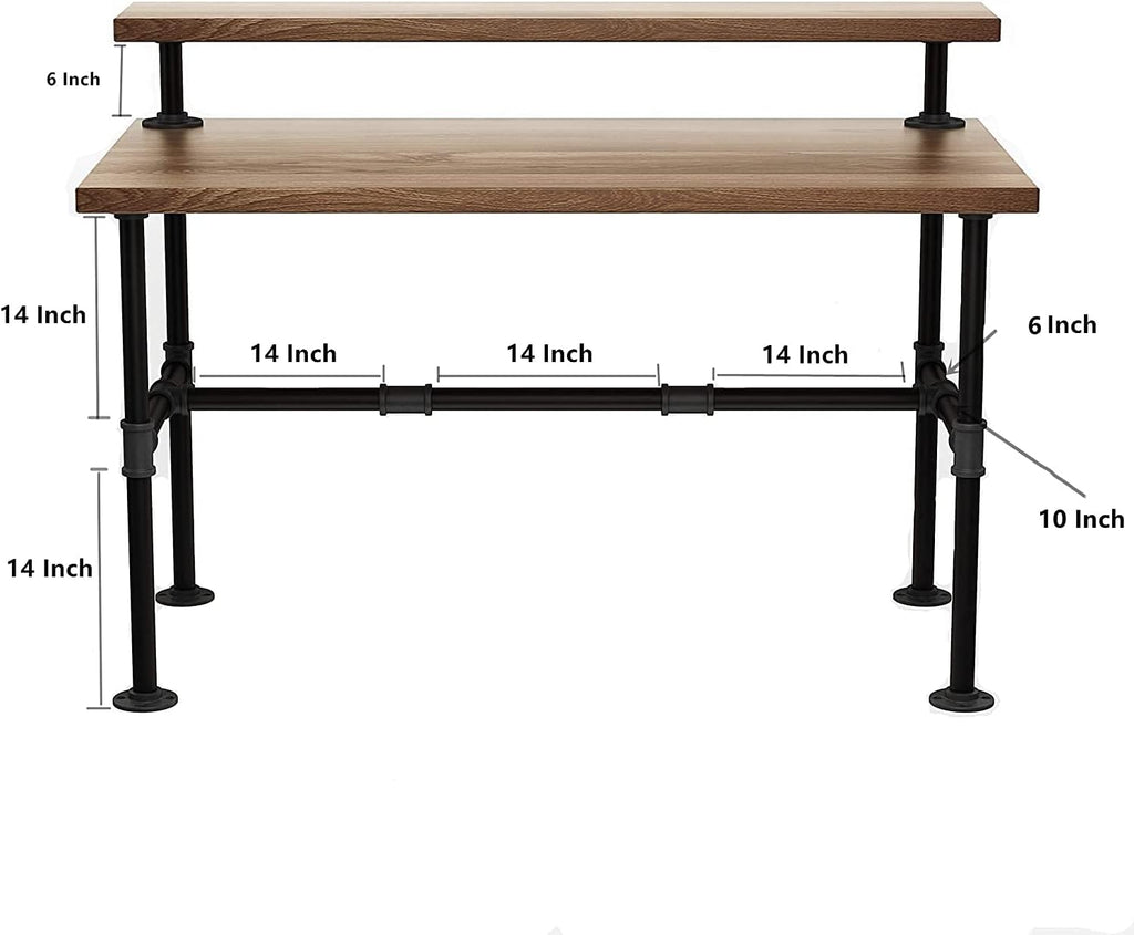28 Inch Industrial Pipe Table Legs Set with Monitor Shelf Support X868
