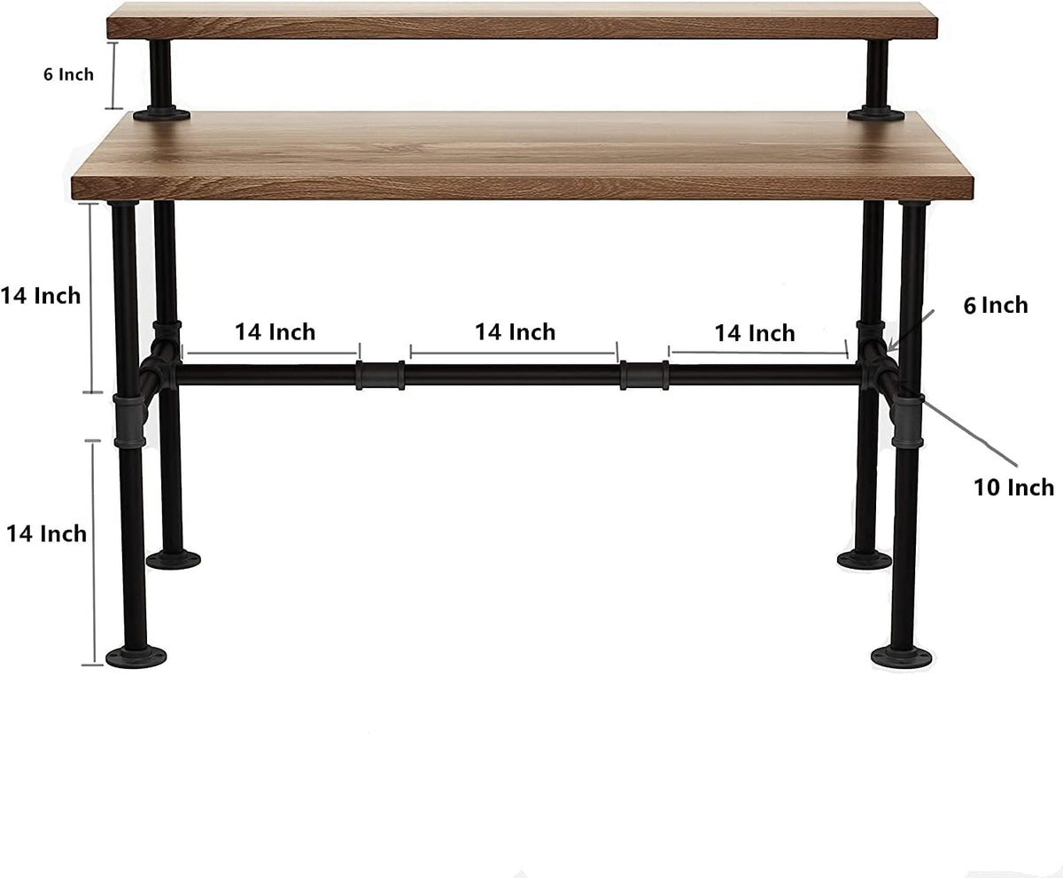 28 Inch Industrial Pipe Table Legs Set with Monitor Shelf Support X868