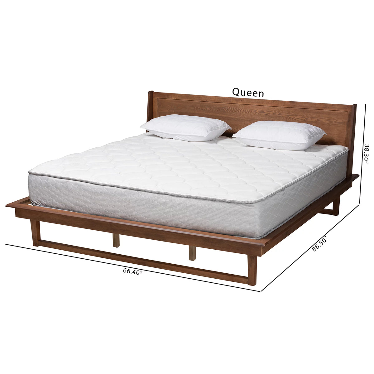 Queen Size Ash Walnut Finished Wood Platform Bed E978506