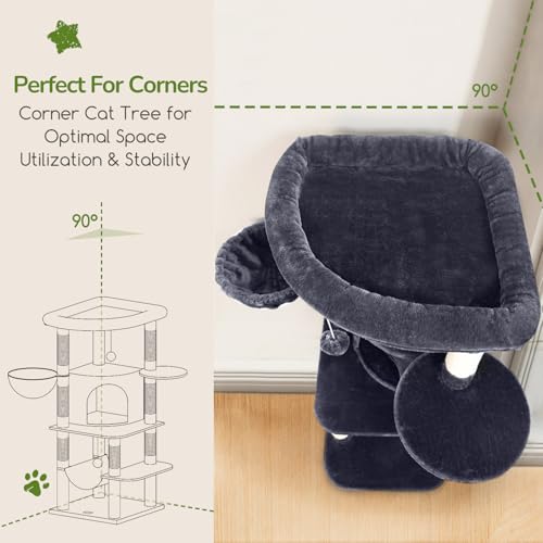 Beige 66inch Corner Cat Tree with 6 Scratching Posts F847