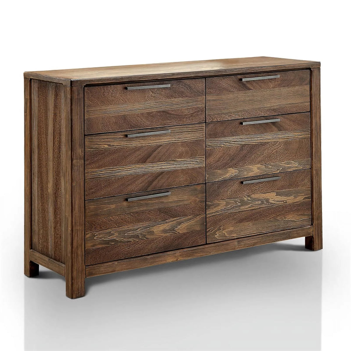 Solid Wood 6-Drawer Dresser in Rustic Natural Tone C9609