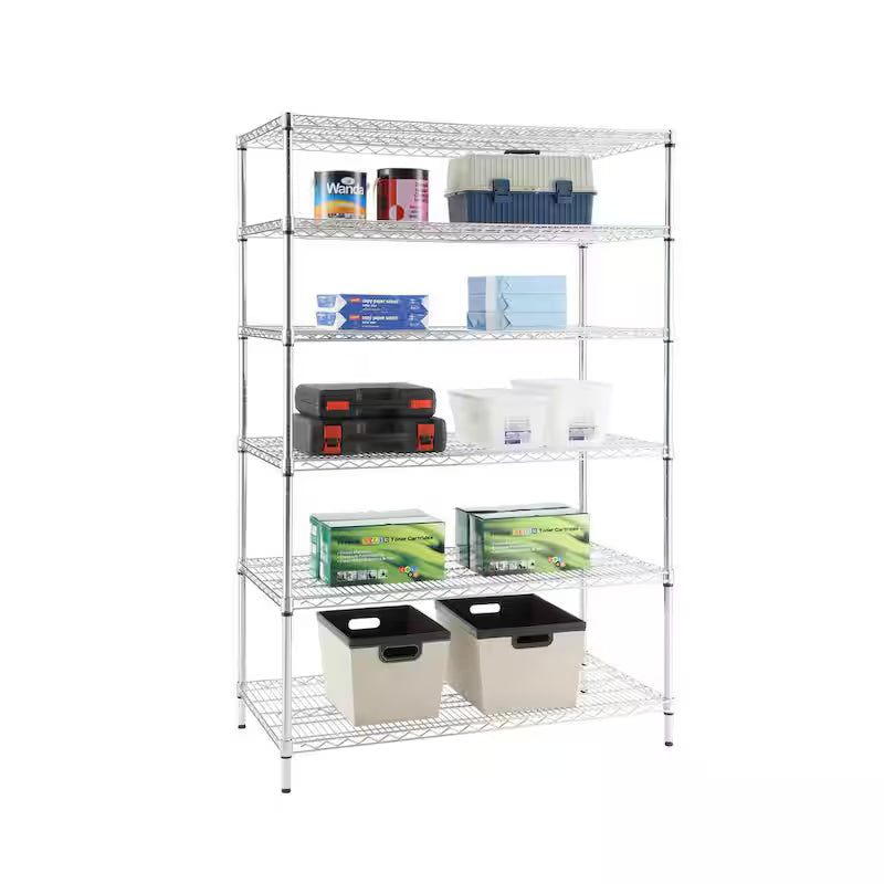 6-Tier Heavy Duty Steel Wire Shelving Unit Chrome S716
