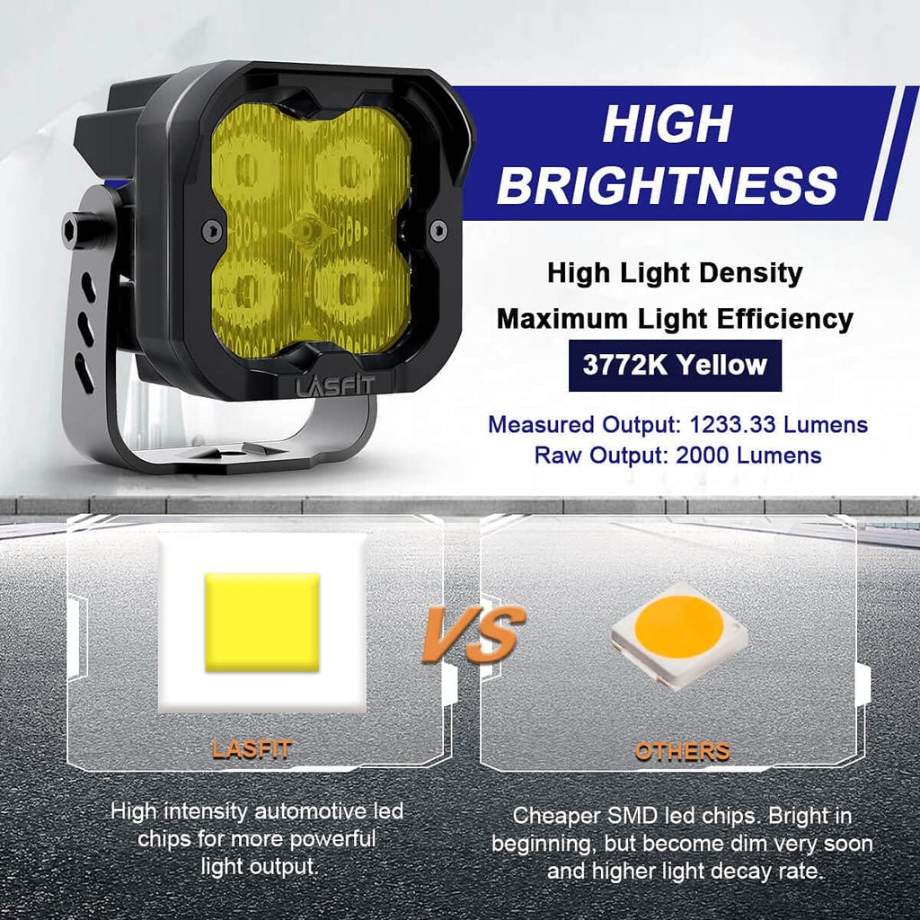 Yellow 3 inch 2pcs 18W 3700K LED Pod Lights P982