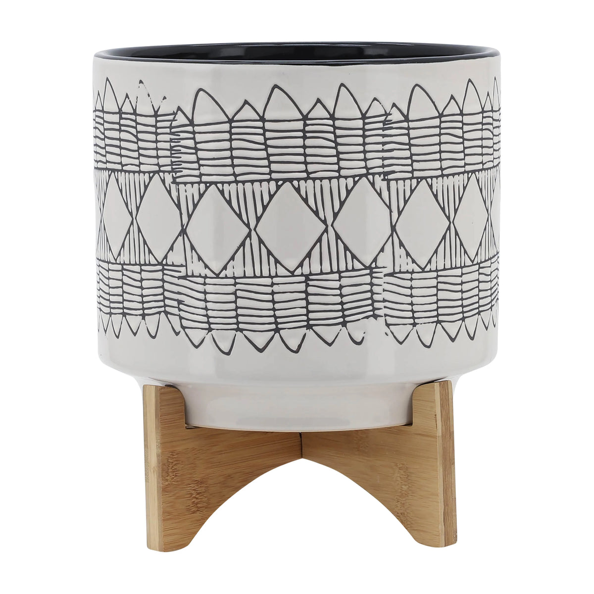 Ceramic Planter On Wooden Stand S85842