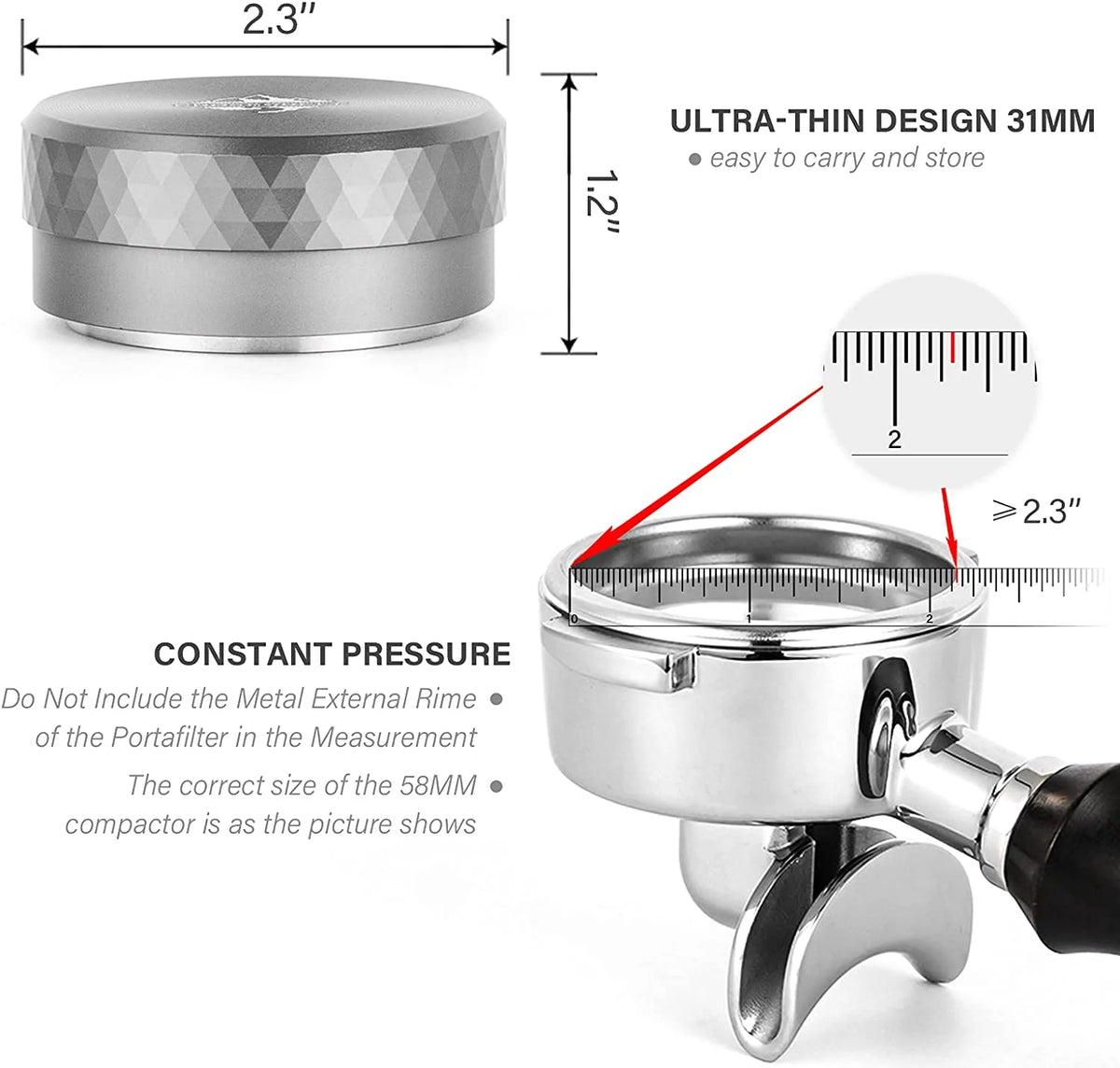58mm Diamond Pattern Stainless Steel Coffee Tamper B526