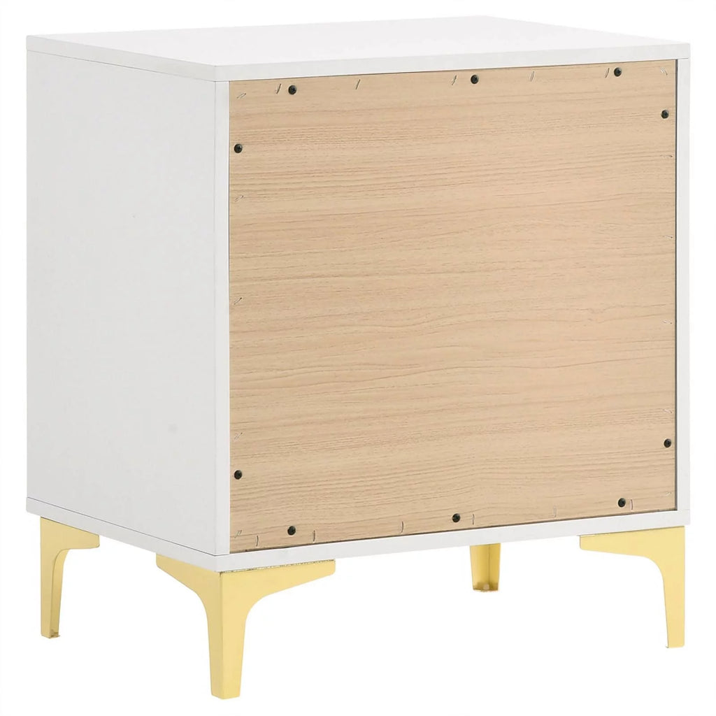 White 2-drawer Wood Nightstand with Metal Base P525936