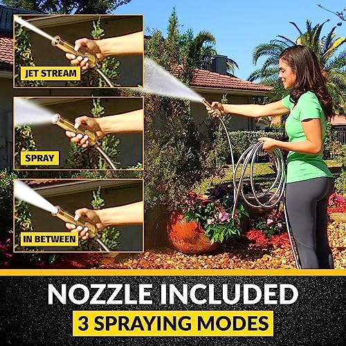 100 Ft Stainless Steel Garden Hose with Nozzle X7608