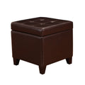 Brown Leather Square Storage Ottoman J673