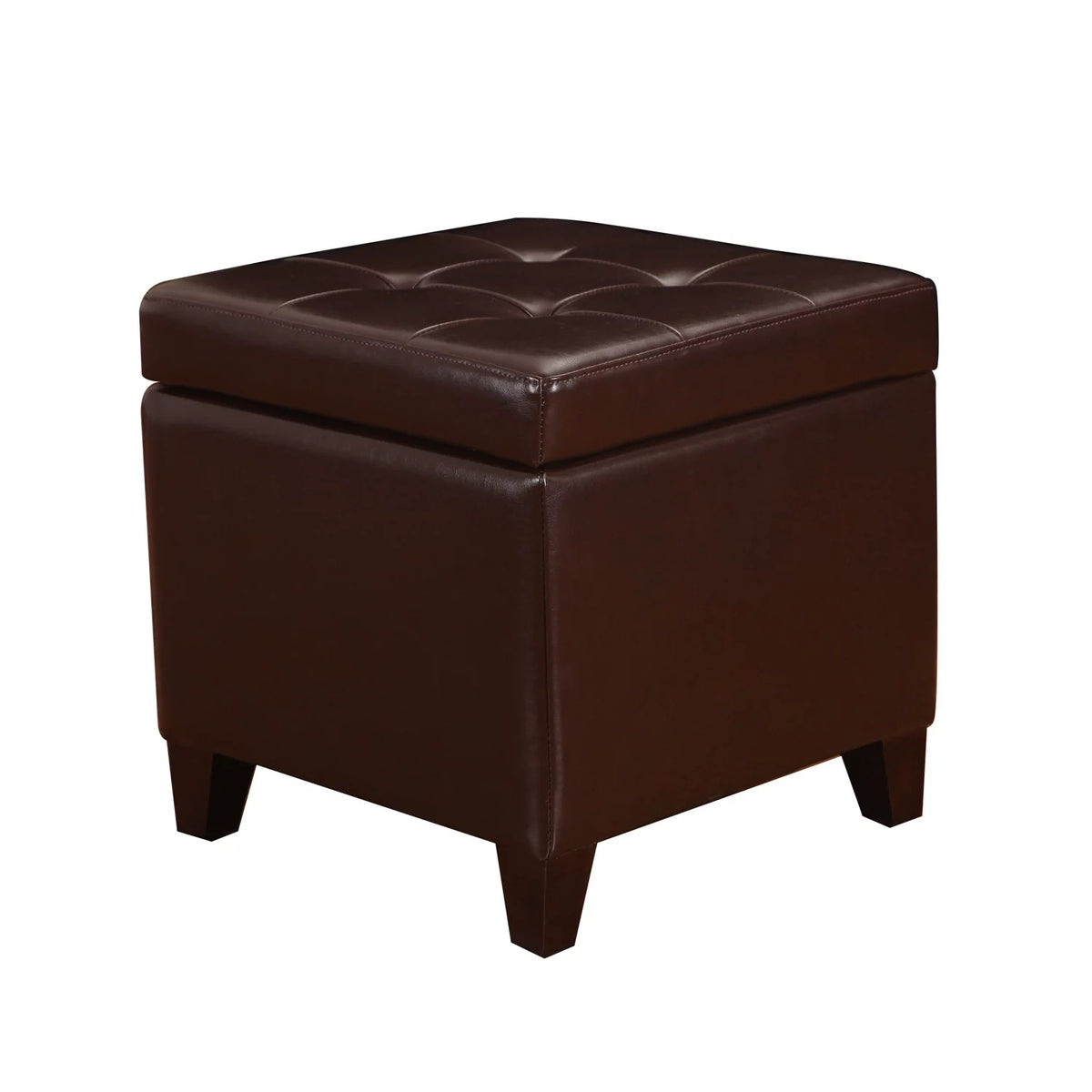 Brown Leather Square Storage Ottoman J673