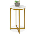 Cross Leg Round Side Table with Faux Marble Top X12237