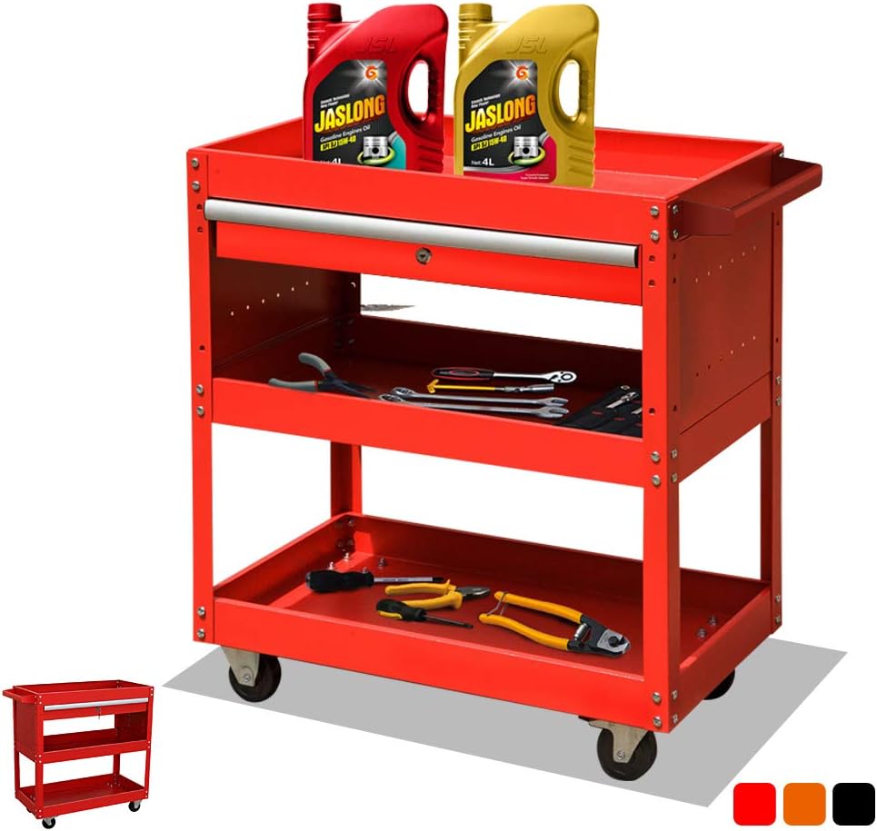 Black Tool Cart with Wheels and Drawers O1586