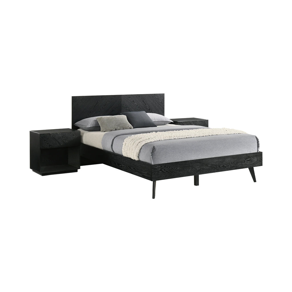 Queen 3 Piece Wood Bedroom Set Black O4921