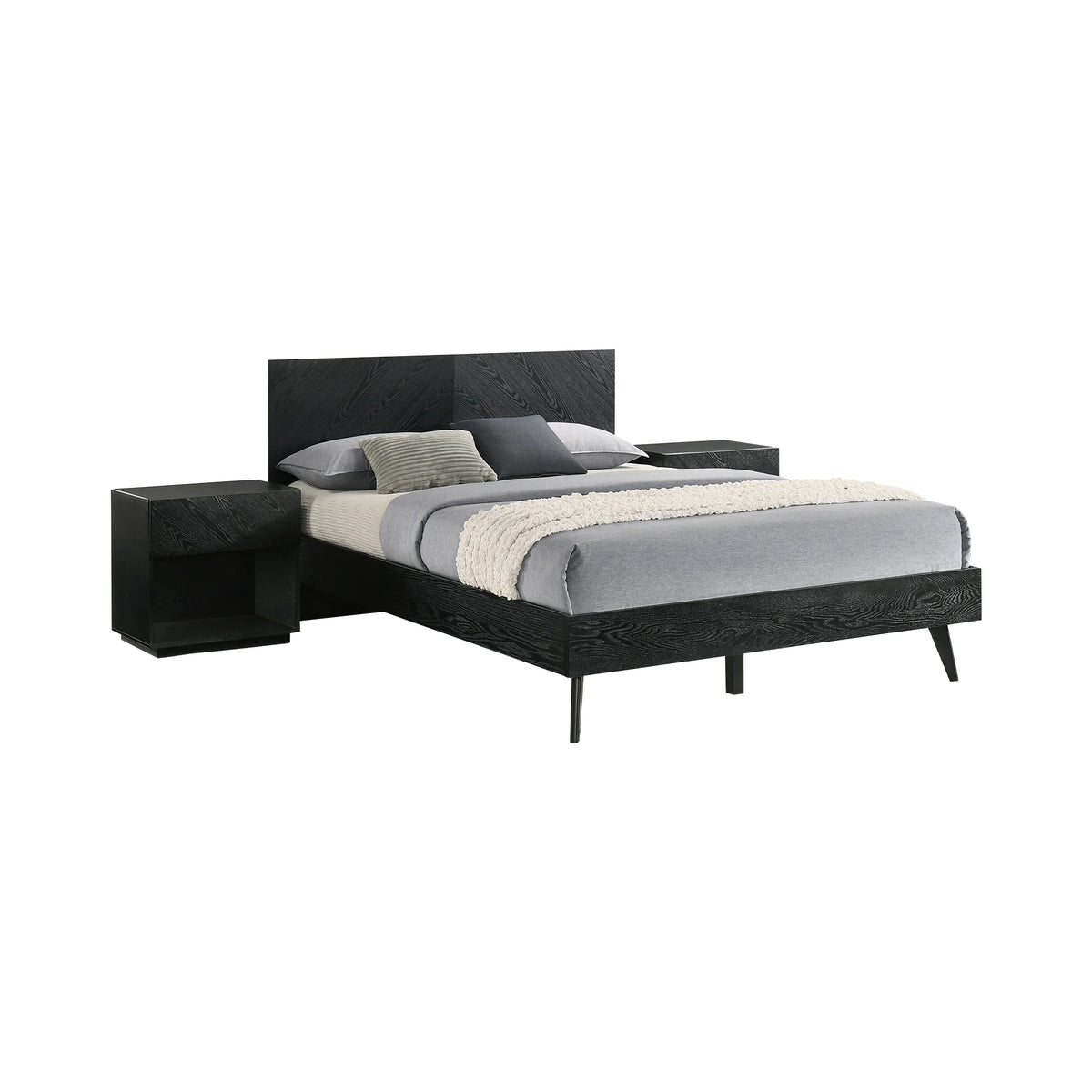 Queen 3 Piece Wood Bedroom Set Black O4921