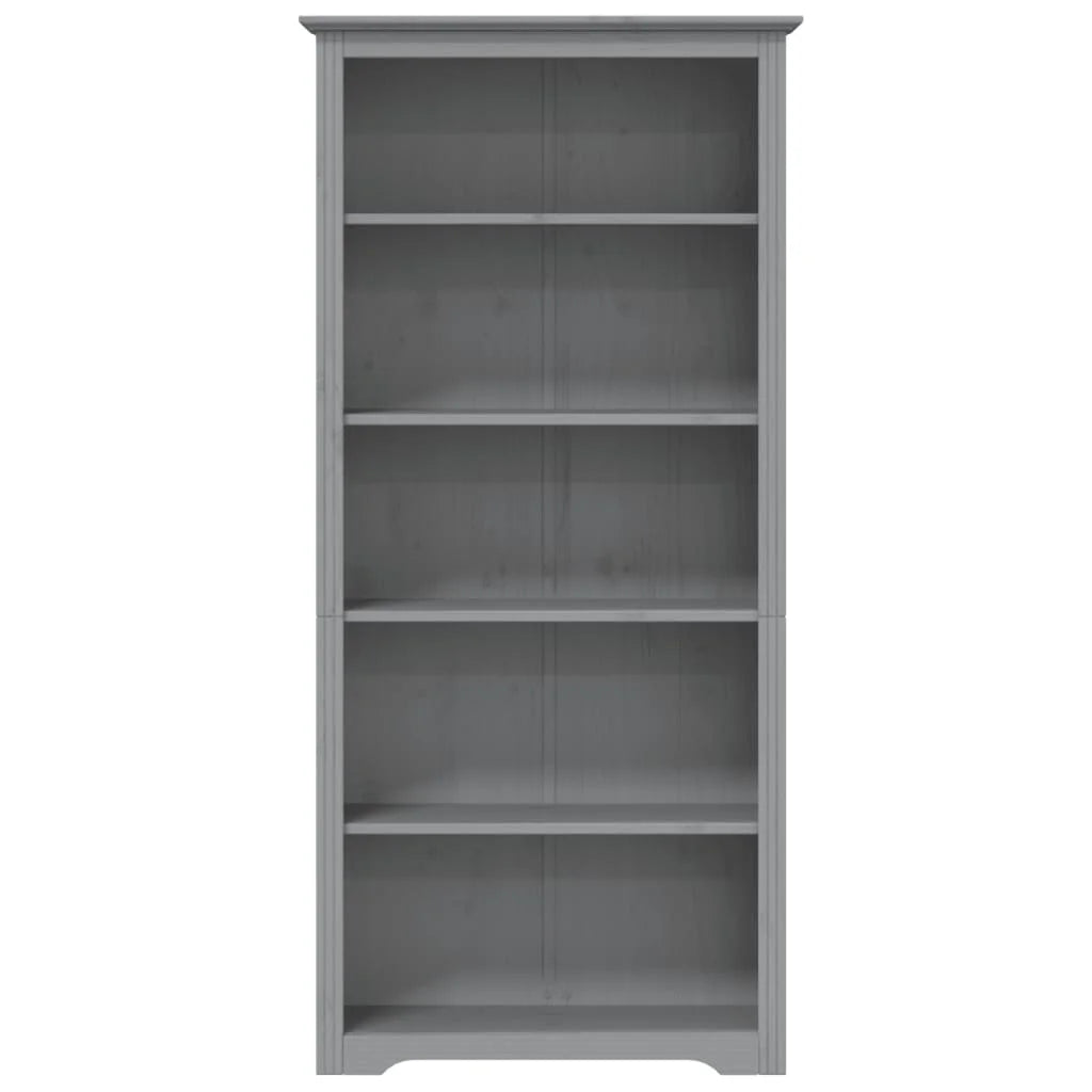 Gray Solid Wood Pine 5-Tier Bookcase D712956