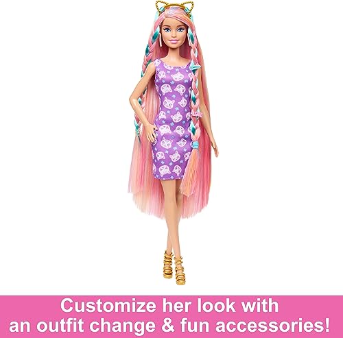 Blonde Hair Pink Dress Doll with 10 Accessories P8199