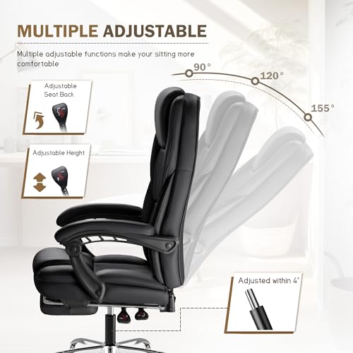 Brown Leather Ergonomic High Back Office Chair with Footrest S15102
