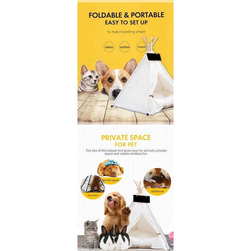 Portable Pet Teepee with Thick Cushion L76607