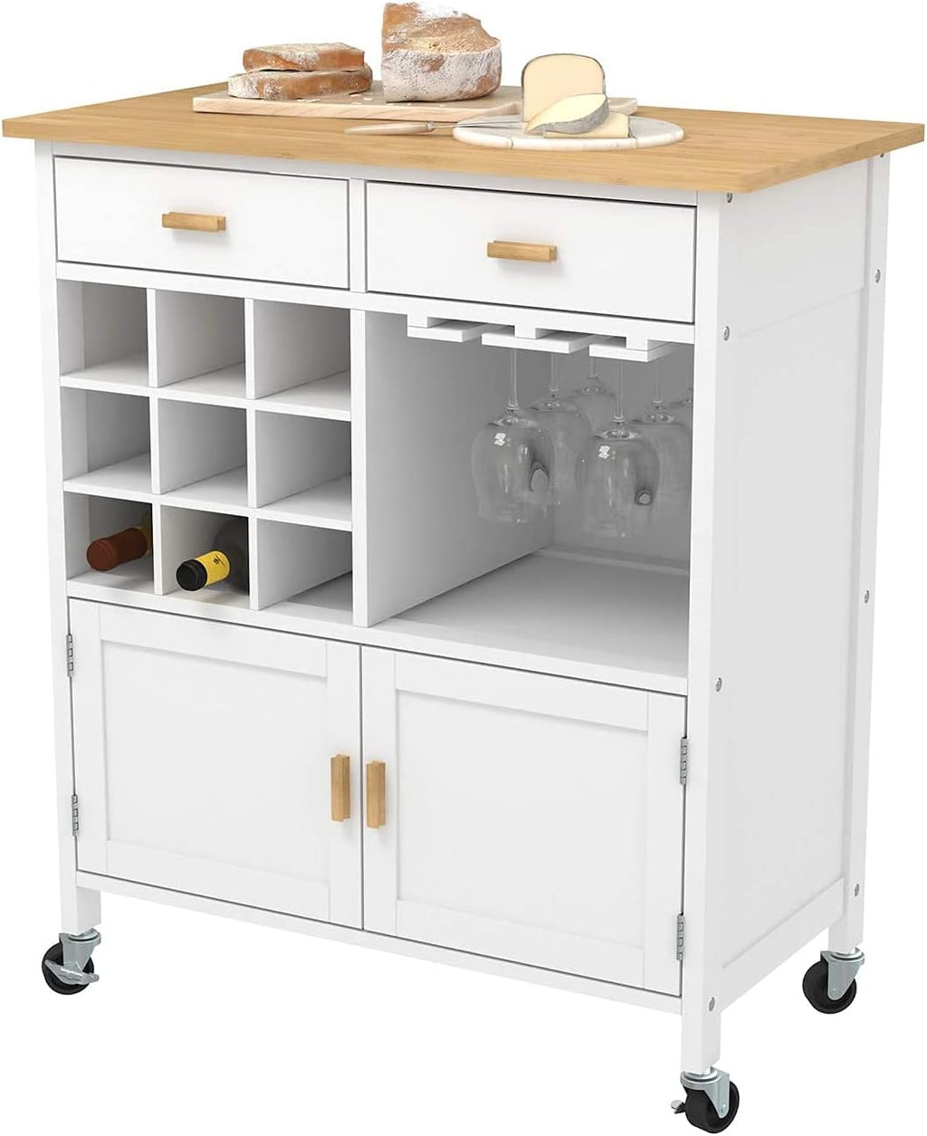 Kitchen Island on Wheels with Drop Leaf 2 Drawers W829446