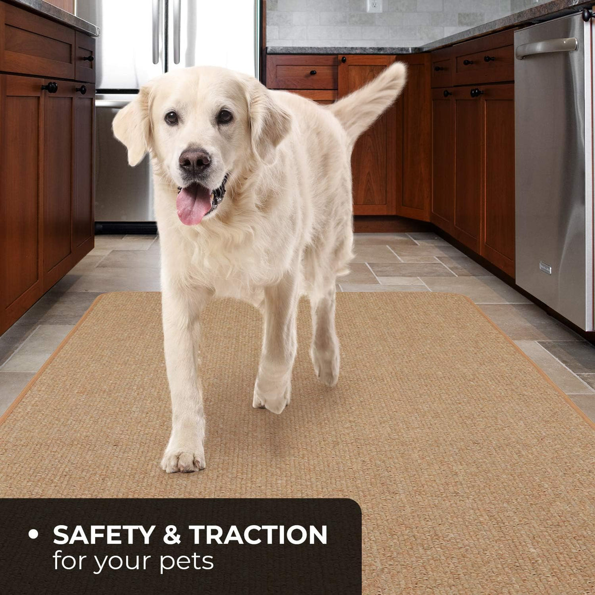 Skid-Resistant Carpet Runner Pebble Beige 14 Feet X 27 Inches J4598
