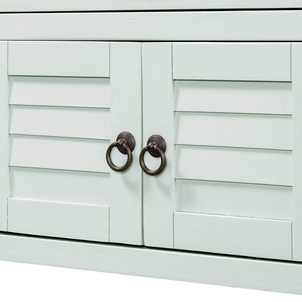 Light Blue Green Pine Console Table with 7 Drawers 1 Cabinet 1 Shelf L77747