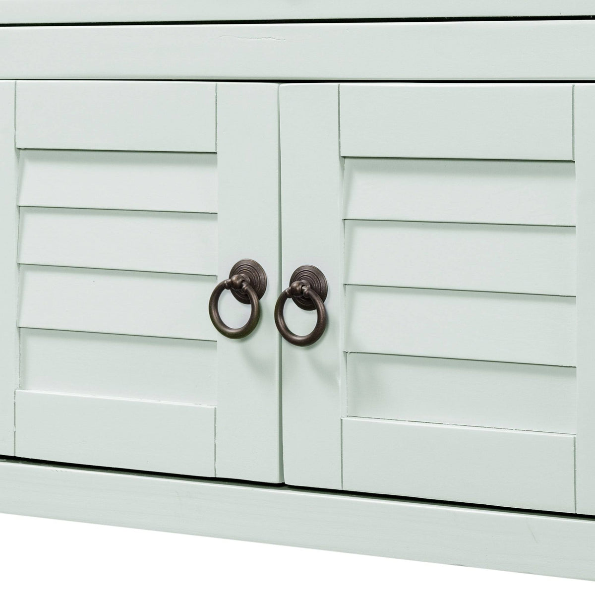 Light Blue Green Pine Console Table with 7 Drawers 1 Cabinet 1 Shelf L77747