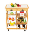 Oak White Kitchen Cart with Drawers and Basket W9462