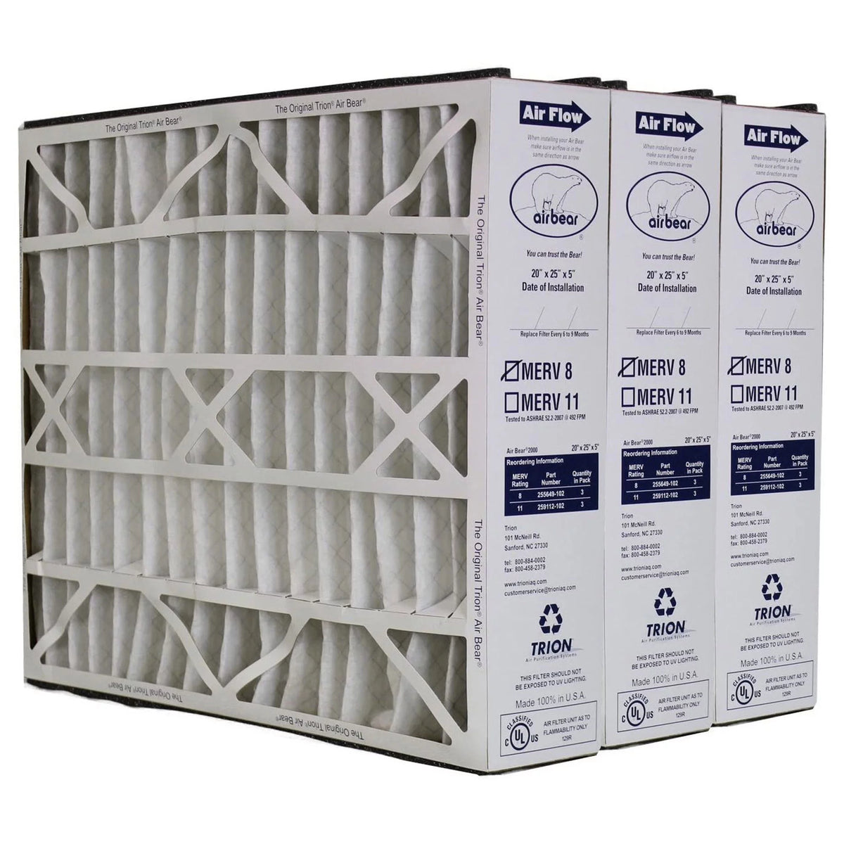 20x 5x 5 Inch MERV 8 Air Purifier Filter (3 Pack) P4858