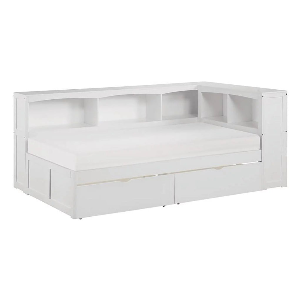 White 5-Shelf Wood Twin Corner Bed P786480