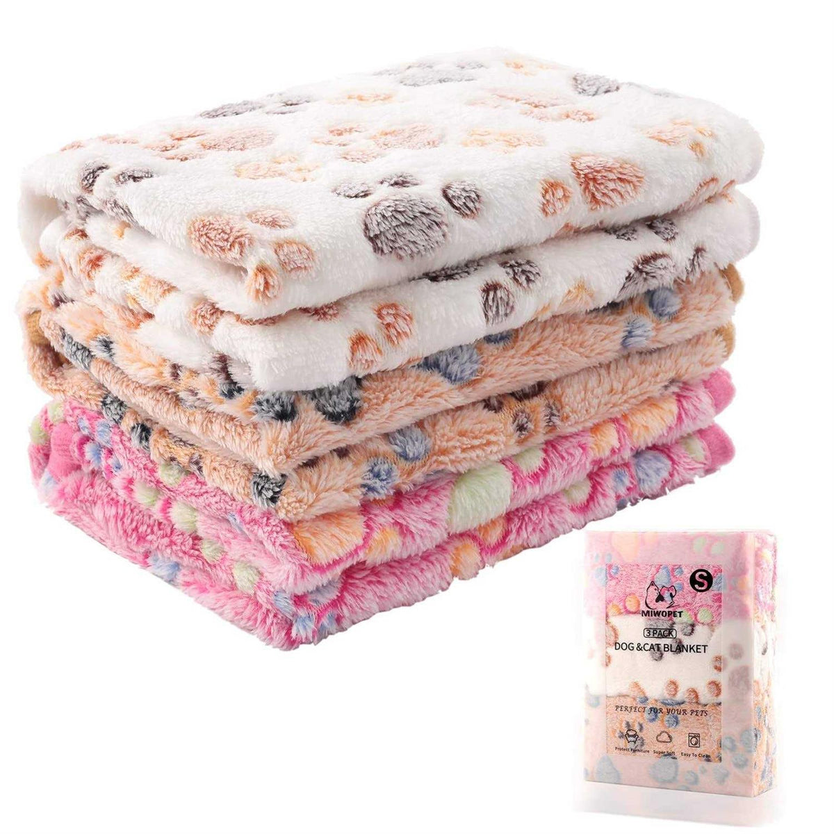 3 Pack Soft Warm Fleece Flannel Cat and Dog Blanket N1261