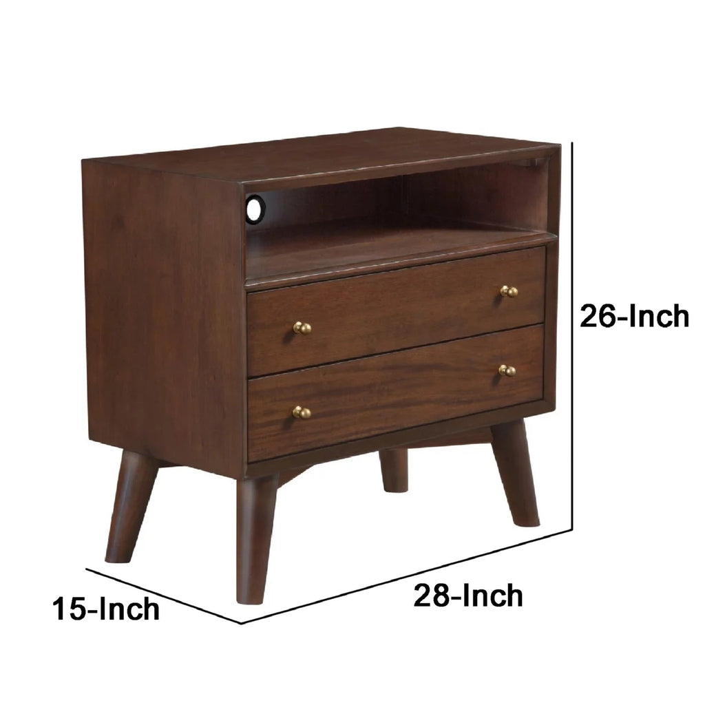 28 Inch 2 Drawer Mahogany Wood Nightstand M37151