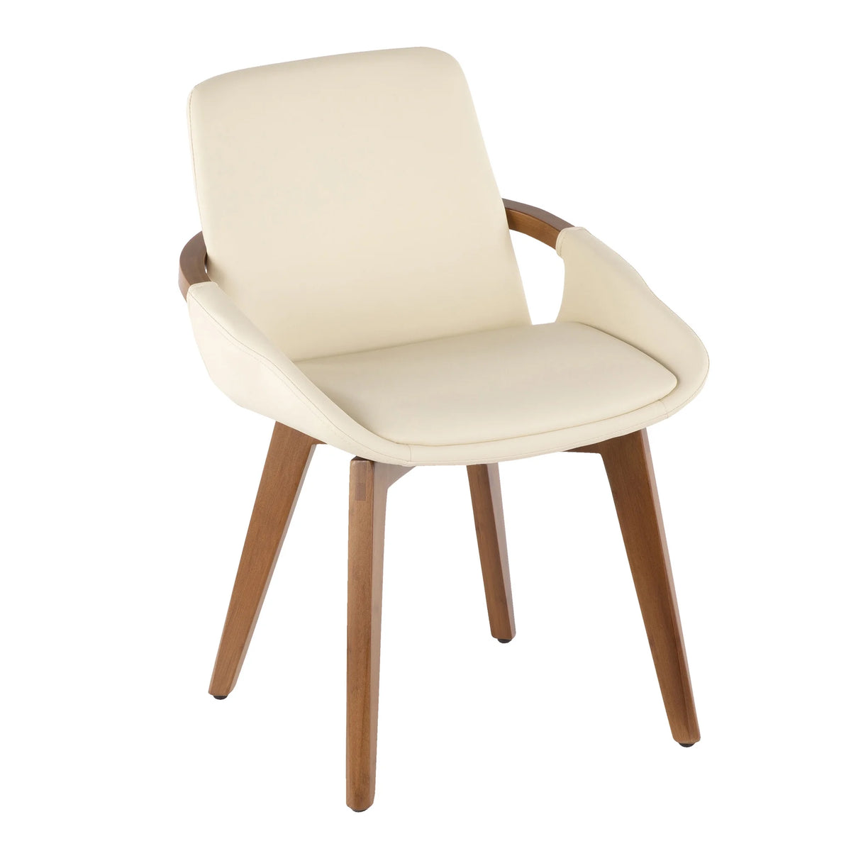 Mid-Century Chair in Walnut and Cream Faux Leather F2024