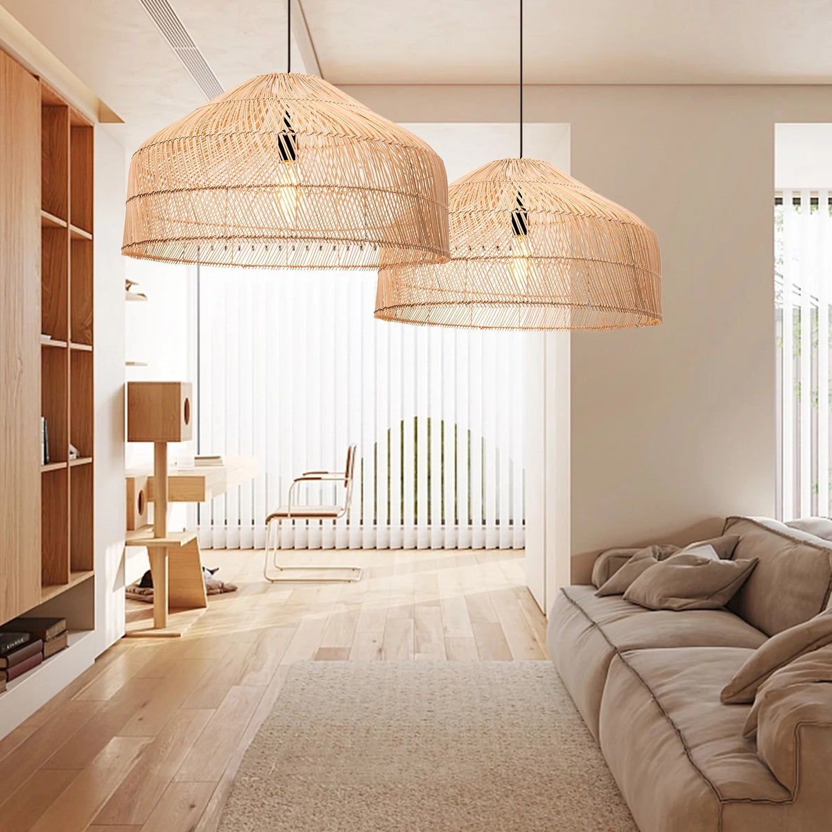 Woven Rattan Pendant Light Chandelier Ceiling Fixture R750544
