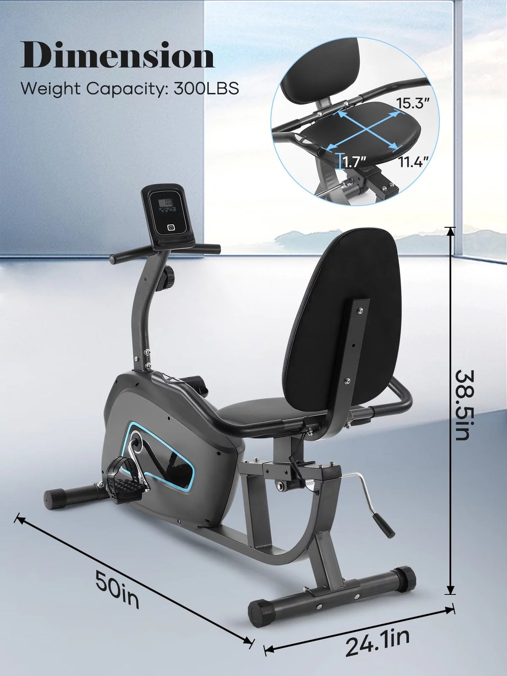 Indoor Recumbent Exercise Bike with Adjustable Seat Q2775