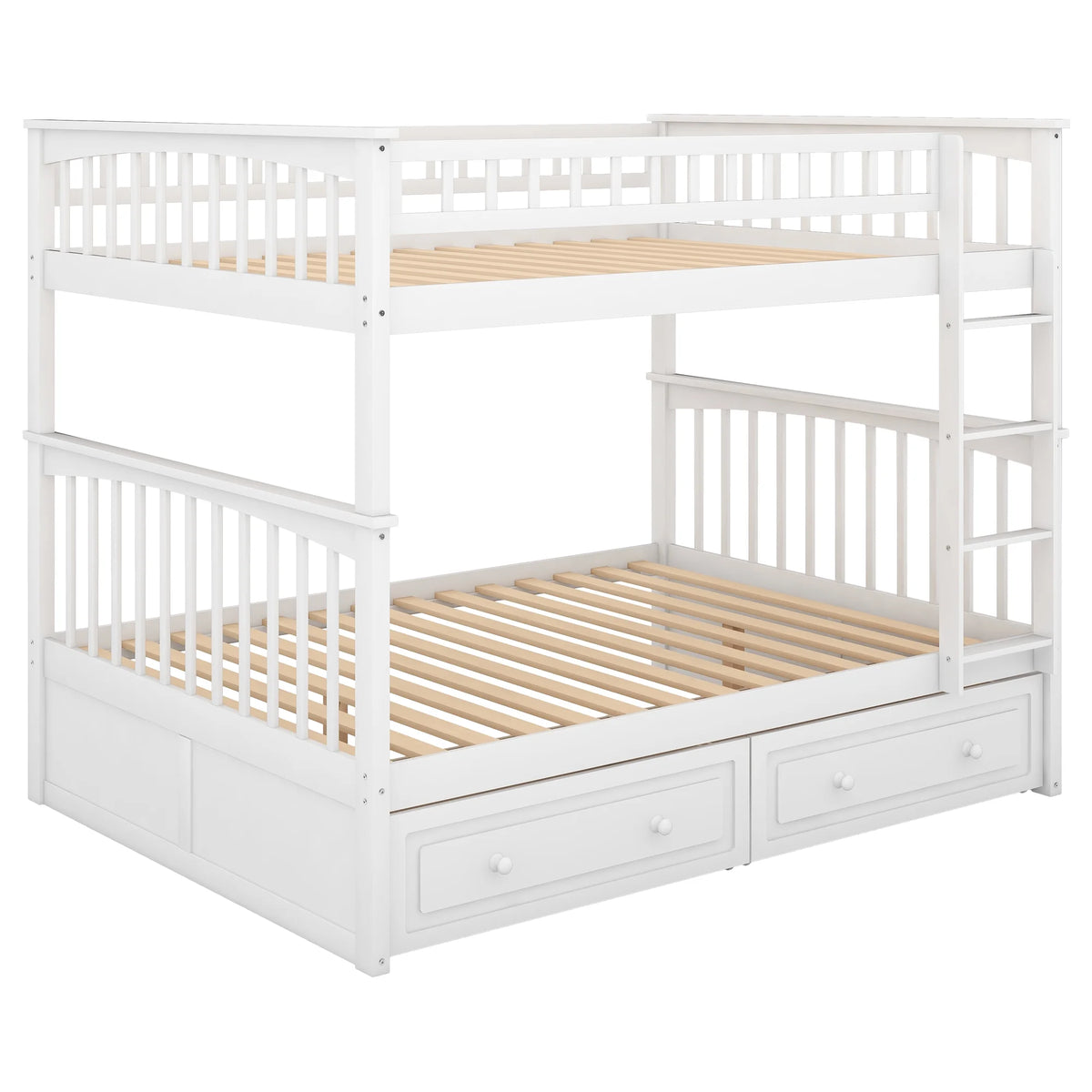 Pine Wood Full-Over-Full Bunk Bed with Storage H437
