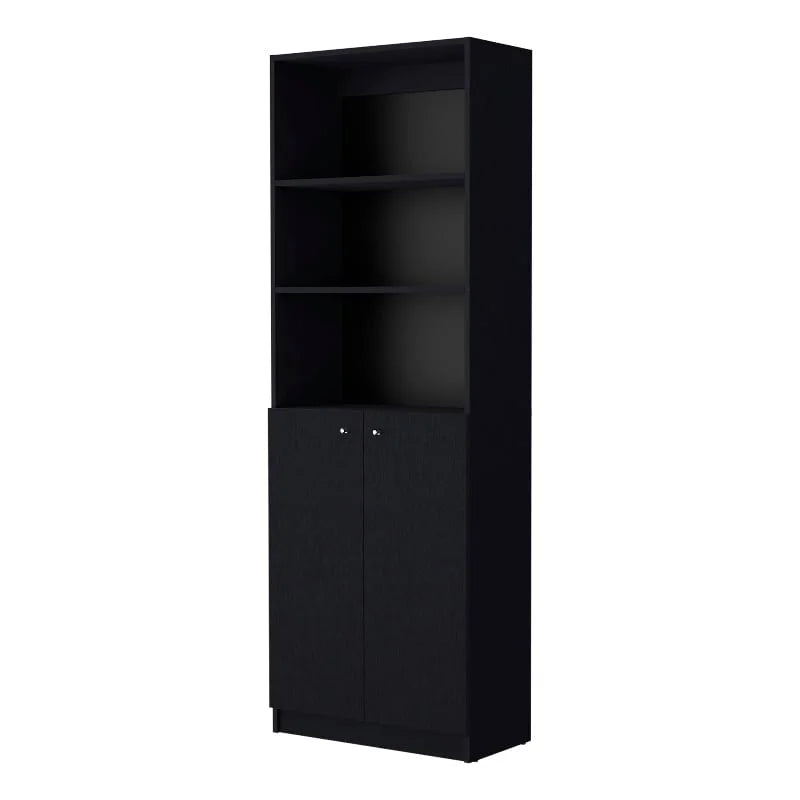 Black 2 Door Engineered Wood Bookcase Set of 2 M566520