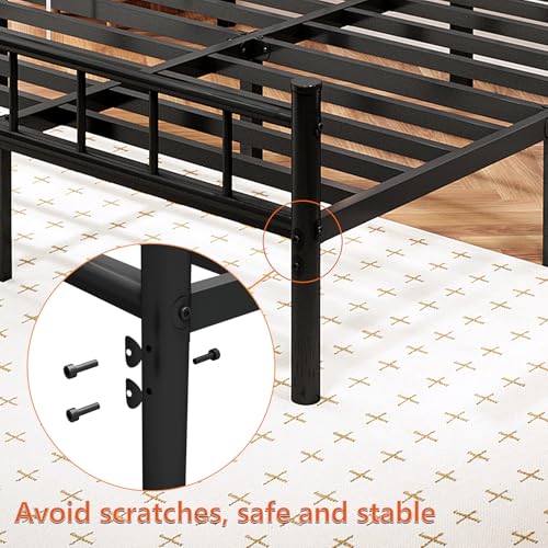 Full Size 14 Inch Metal Bed Frame with Headboard W6650